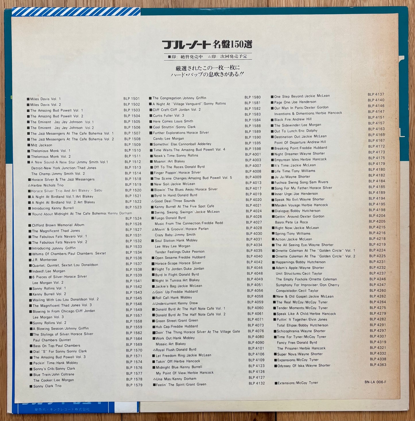 Art Blakey Quintet "A Night At Birdland Volume 1" (1978) Japanese Reissue