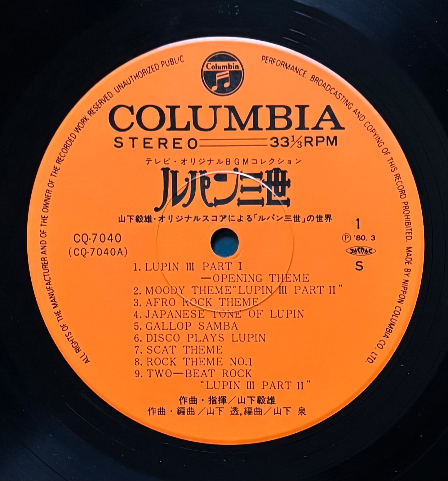 Takeo Yamashita "Lupin The 3rd BGM" (1980)