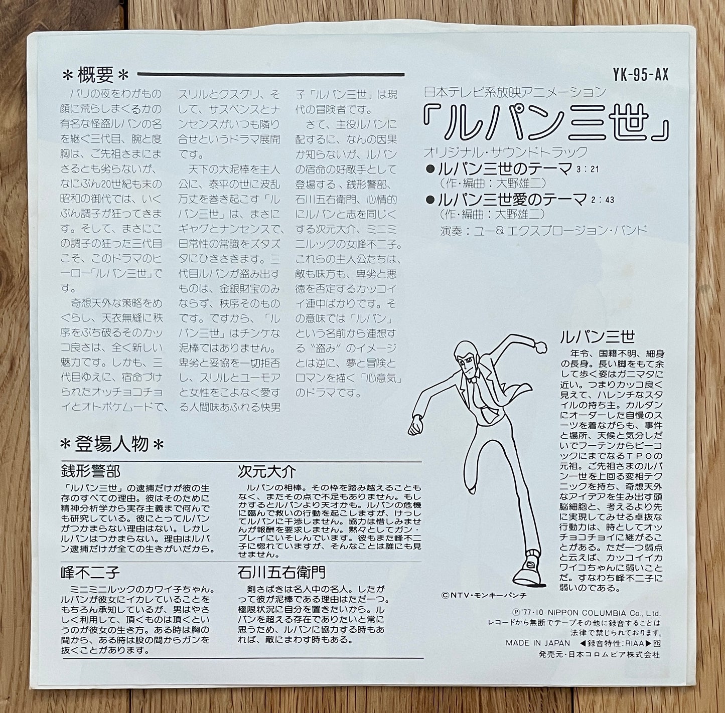 Yuji Ohno “Lupin The 3rd” OST 7” Single (1977)
