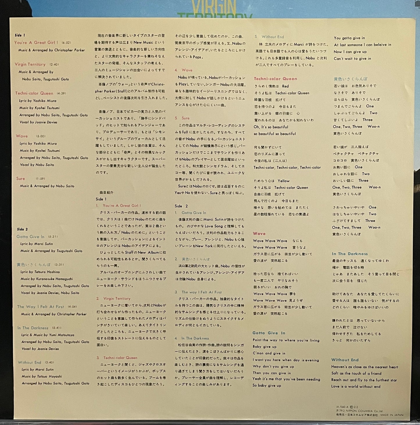 Nobu Saito “Virgin Territory” (1979)