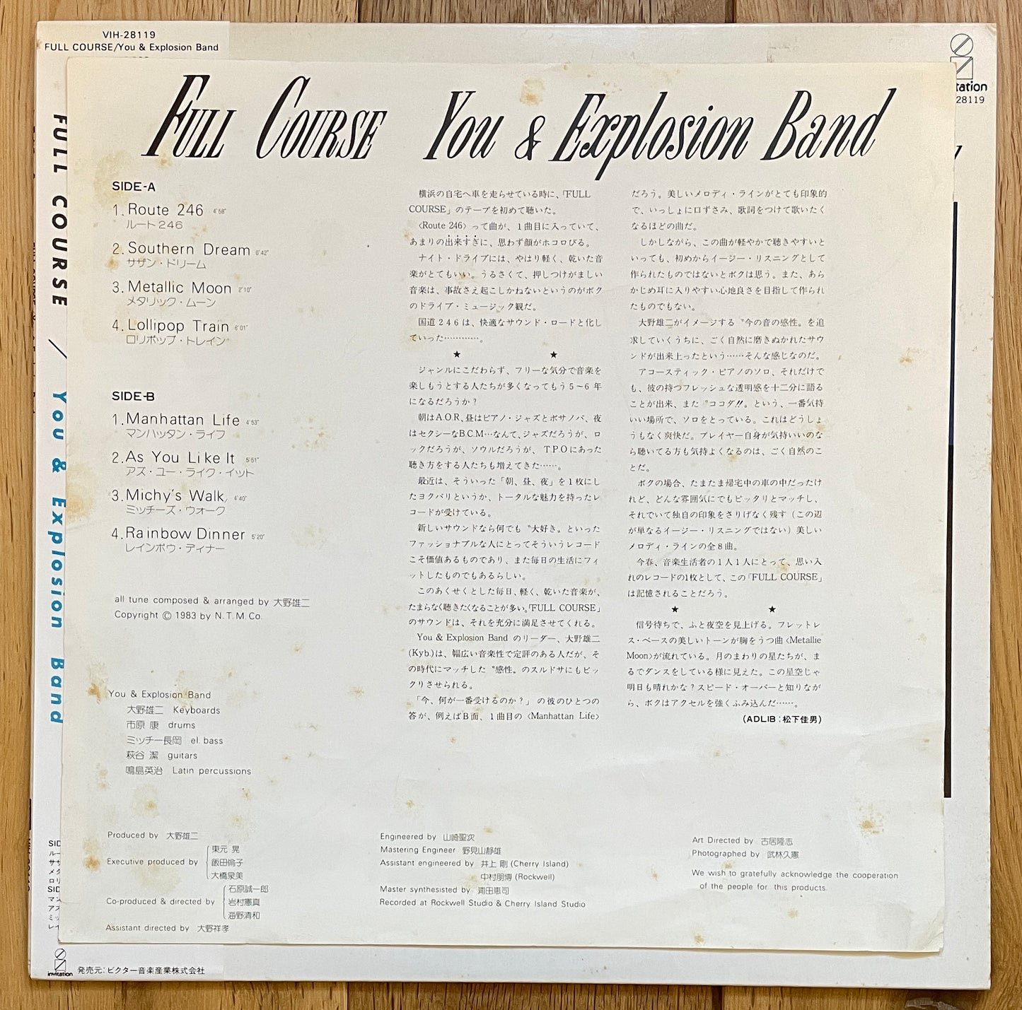 Yuji Ohno (You & The Explosion Band) “Full Course” (1983)