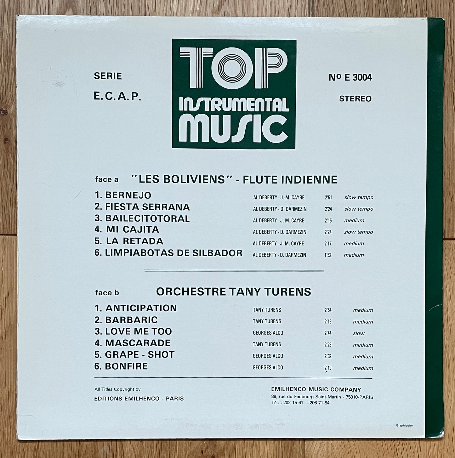 Les Boliviens / Orchestra Tany Turens “Top Instrumental Music” (19??)