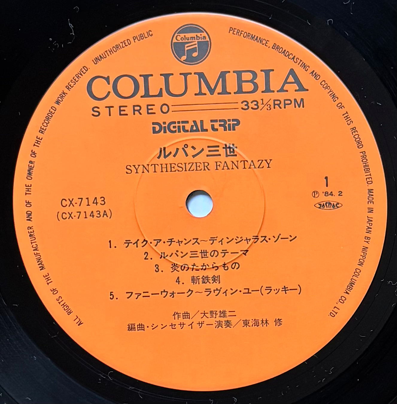 Yuji Ohno & Osamu Shoji “Lupin The 3rd - Synthesizer Fantasy (1984)