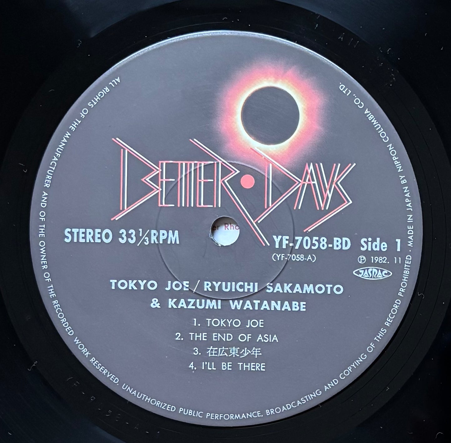 Ryuichi Sakamoto & Kazumi Watanabe “Tokyo Joe” (1982) First Press