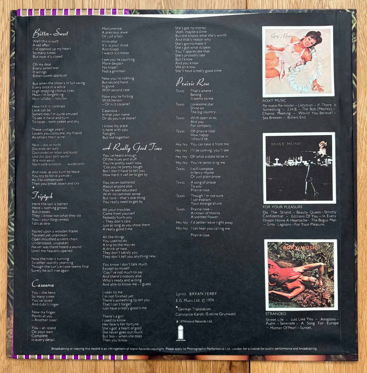 Roxy Music "Country Life" (1975) Japanese Press
