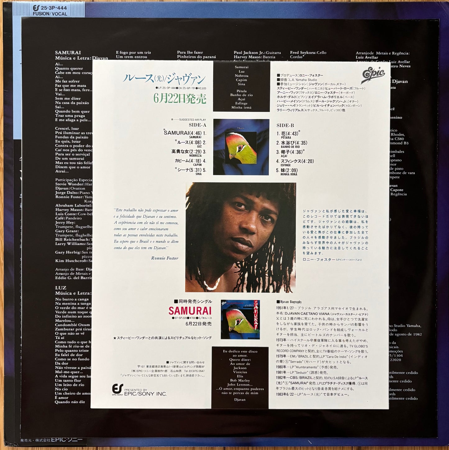 Djavan “Luz” (1982) Japanese Press / Promo