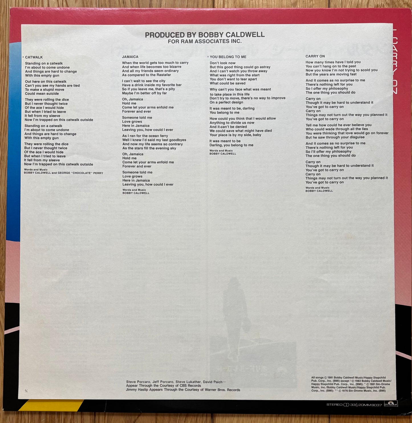 Bobby Caldwell “Carry On” (1982) Japanese Press