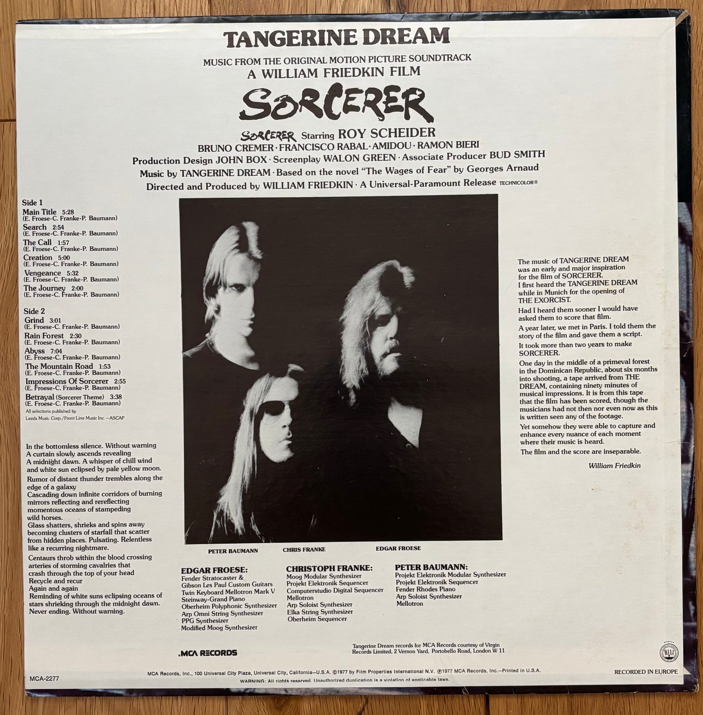 Tangerine Dream “Sorcerer” (1977) US Press