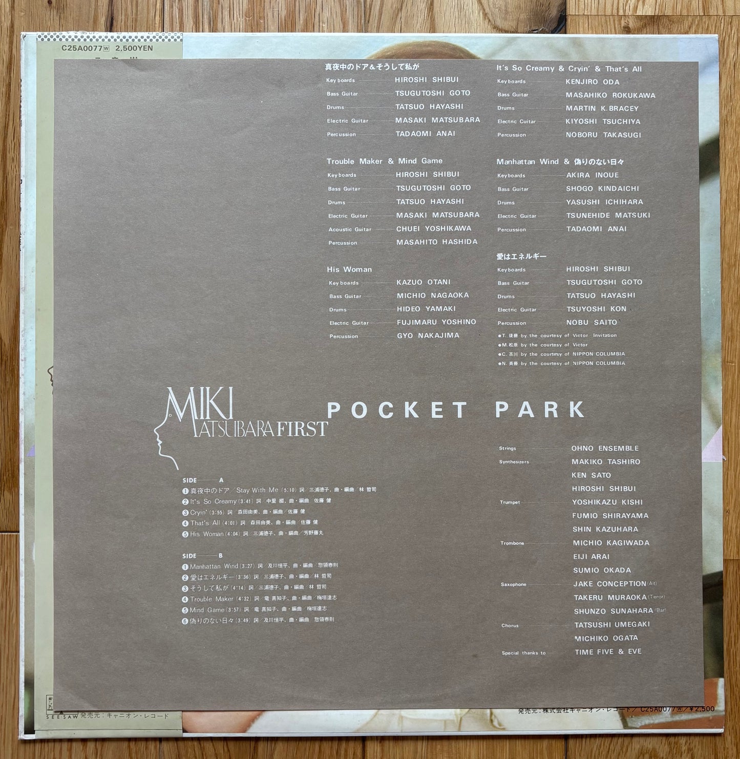 Miki Matsubara “Pocket Park” (1980) First Press