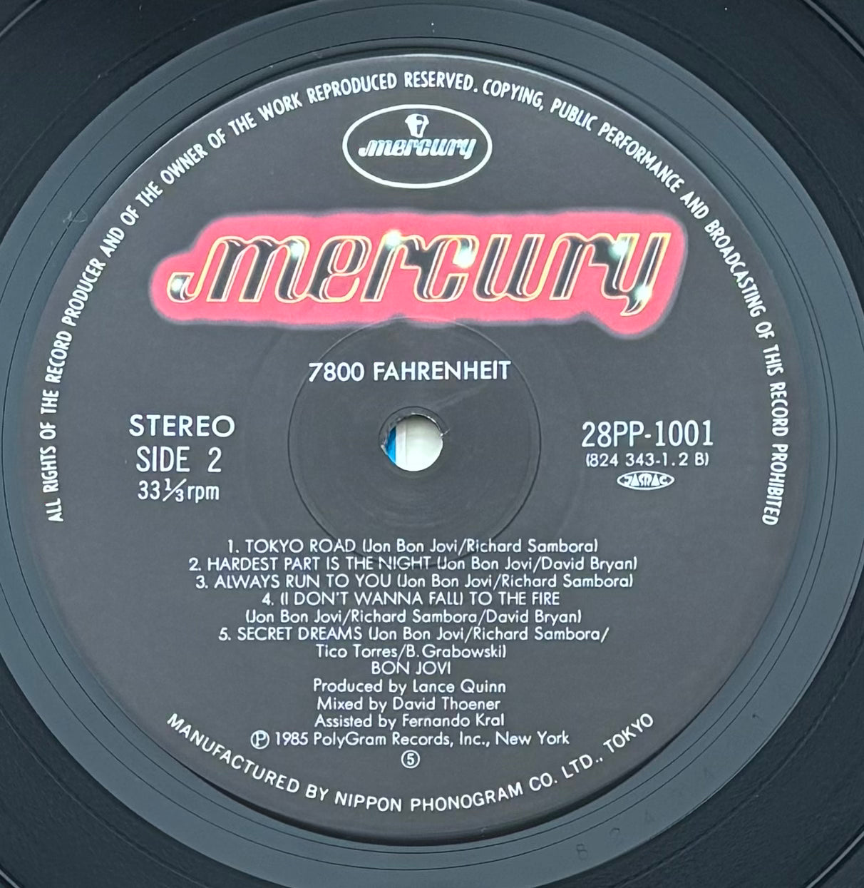 Bon Jovi "7800° Fahrenheit" (1985) Japanese Press