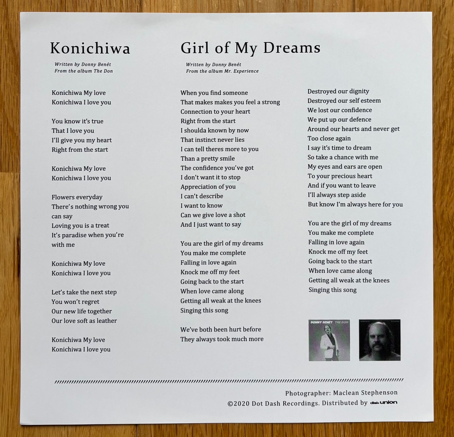 Donny Benet “Konichiwa” c/w “Girl Of My Dreams”