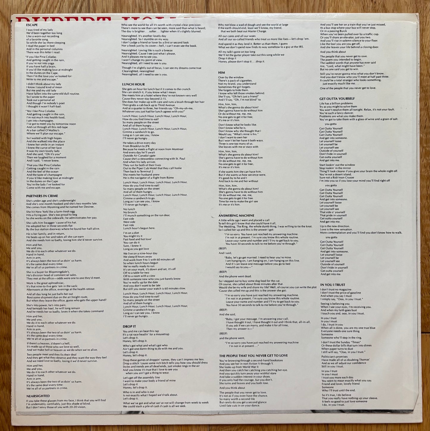 Rupert Holmes “Partners In Crime” (1979) Japanese Press
