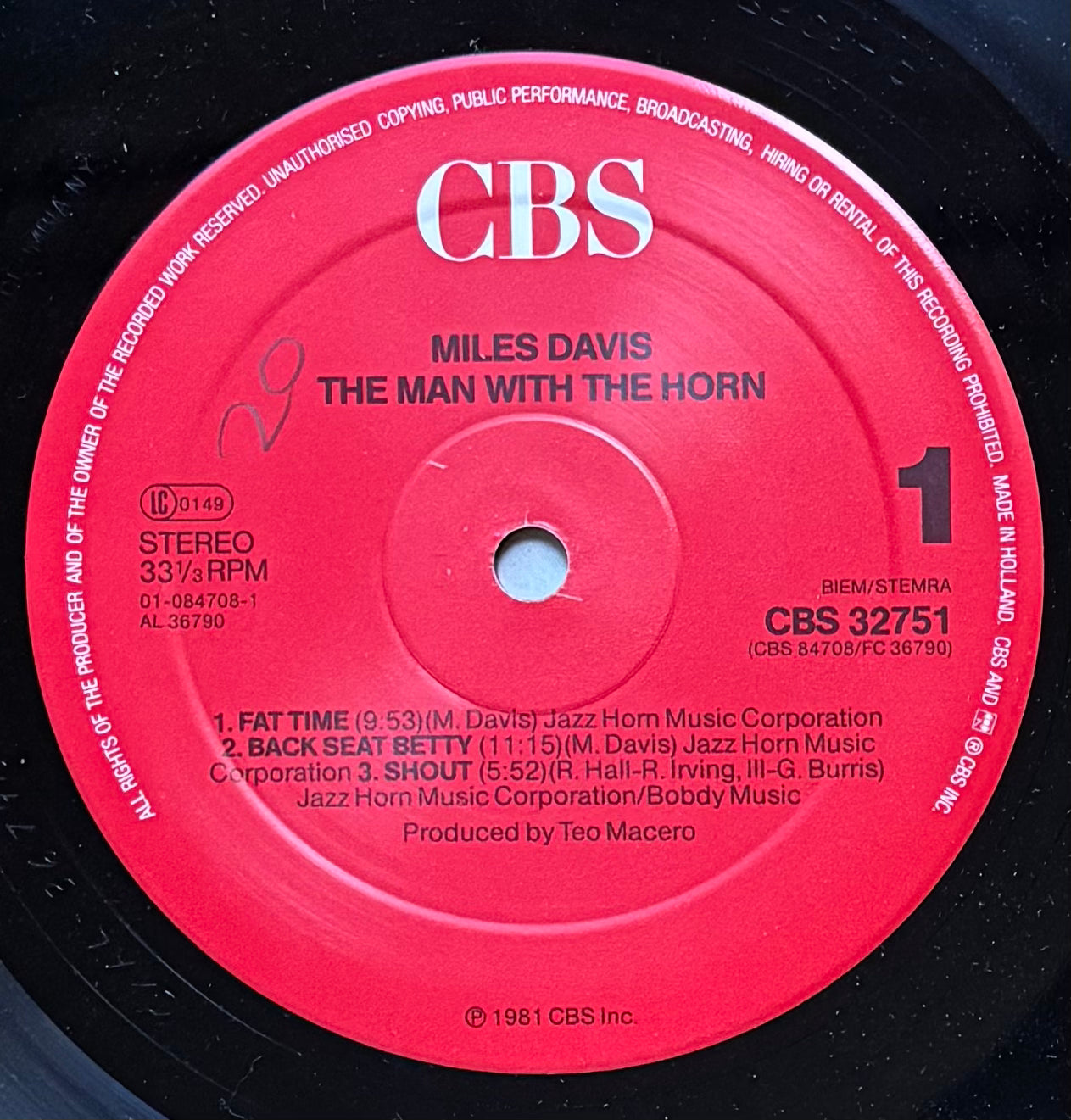 Miles Davis “The Man With The Horn” (1982) Dutch press