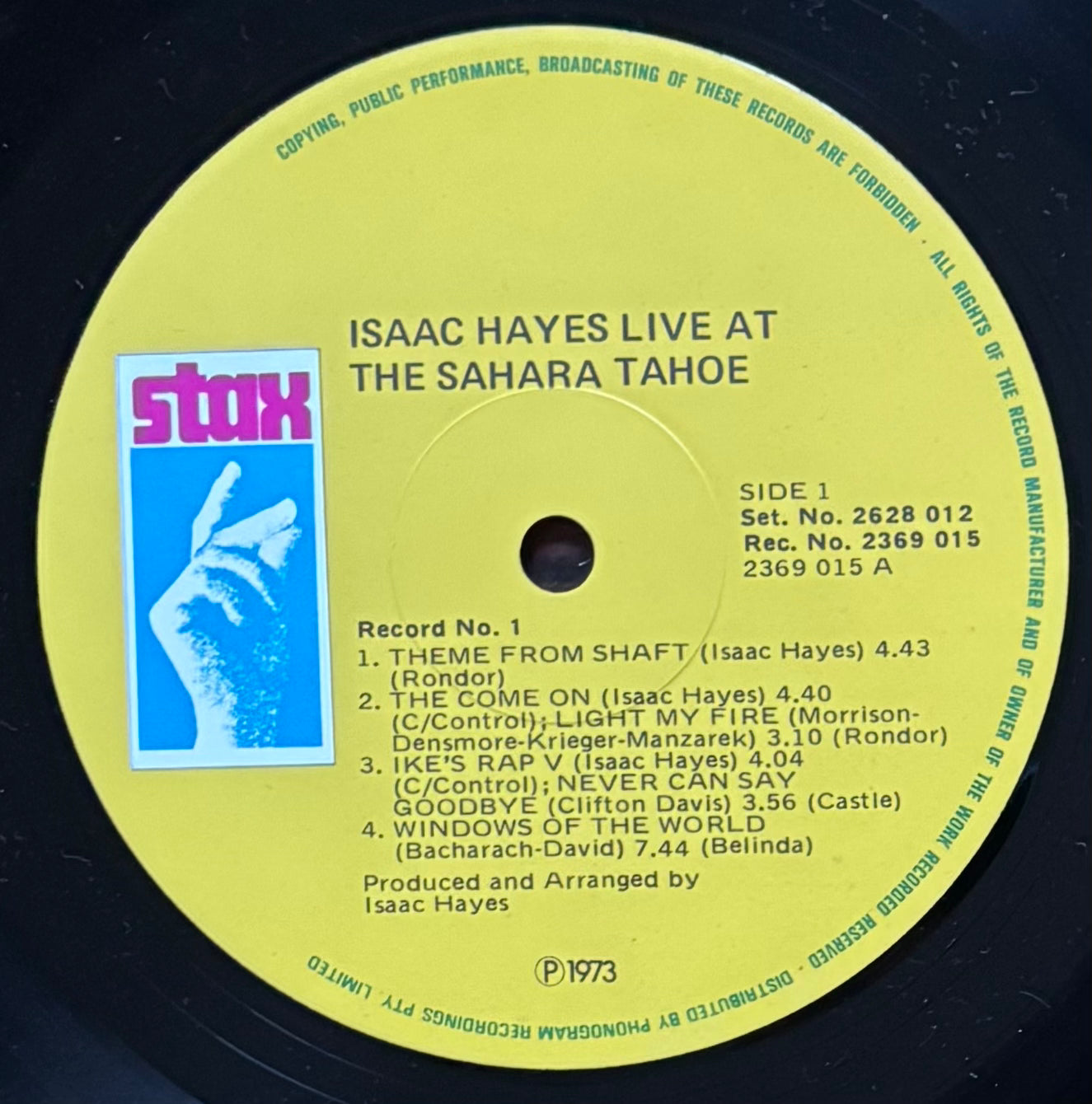 Isaac Hayes “Live At The Sahara Tahoe” (1973) Australian Press