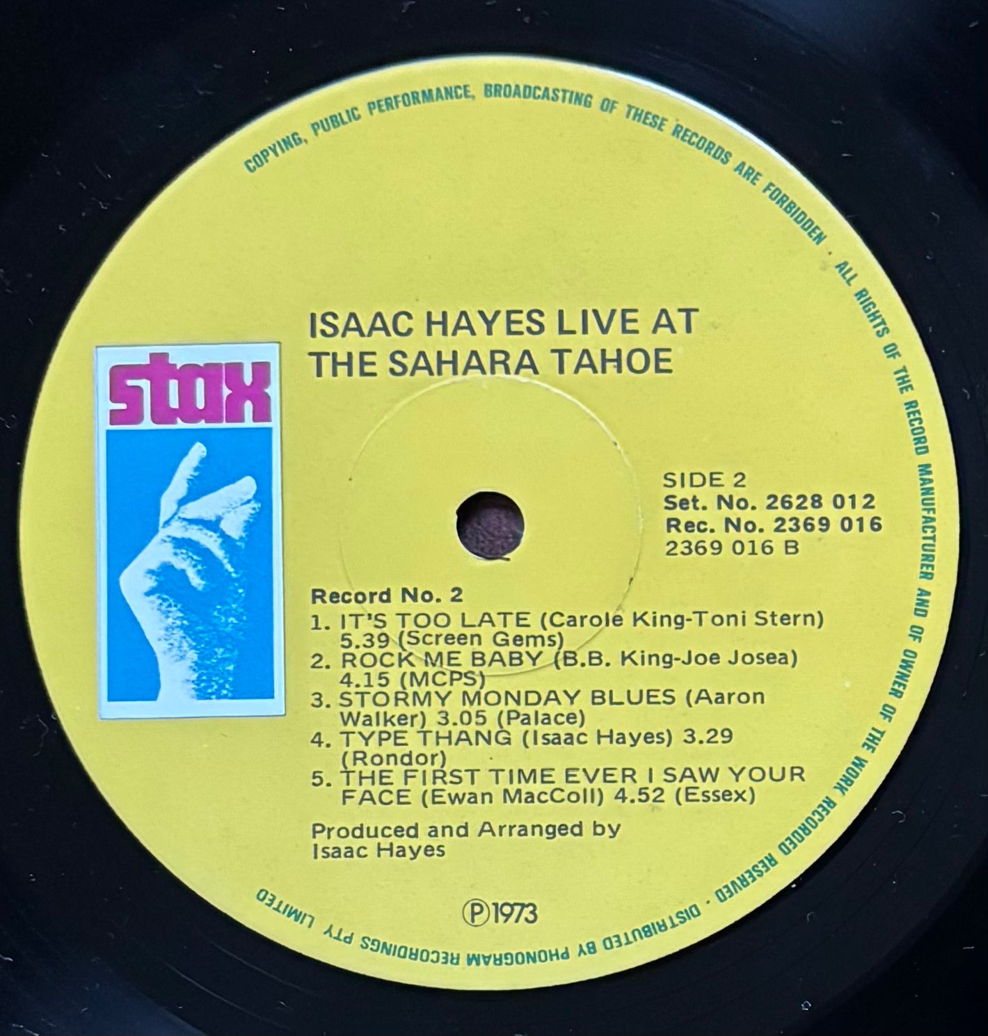 Isaac Hayes “Live At The Sahara Tahoe” (1973) Australian Press