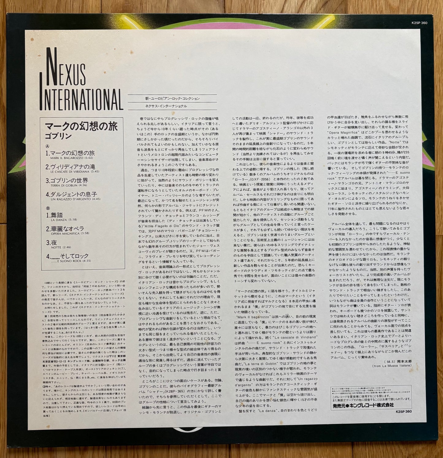 Goblin “Il Fantastico Viaggio Del Bagarozzo Mark (1983) First Japanese Press