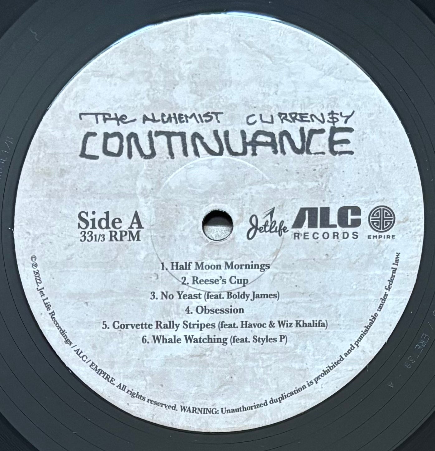 Curren$y X The Alchemist “Continuance” (2022) Black Vinyl Edition