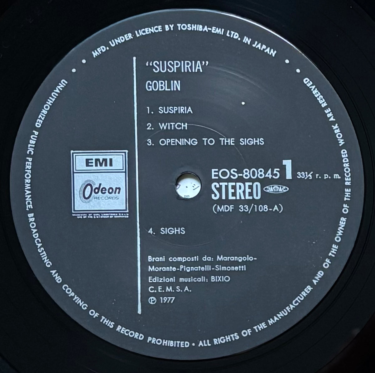 Goblin “Suspiria” (1977) Japanese press