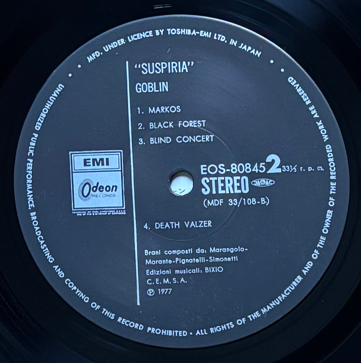 Goblin “Suspiria” (1977) Japanese press