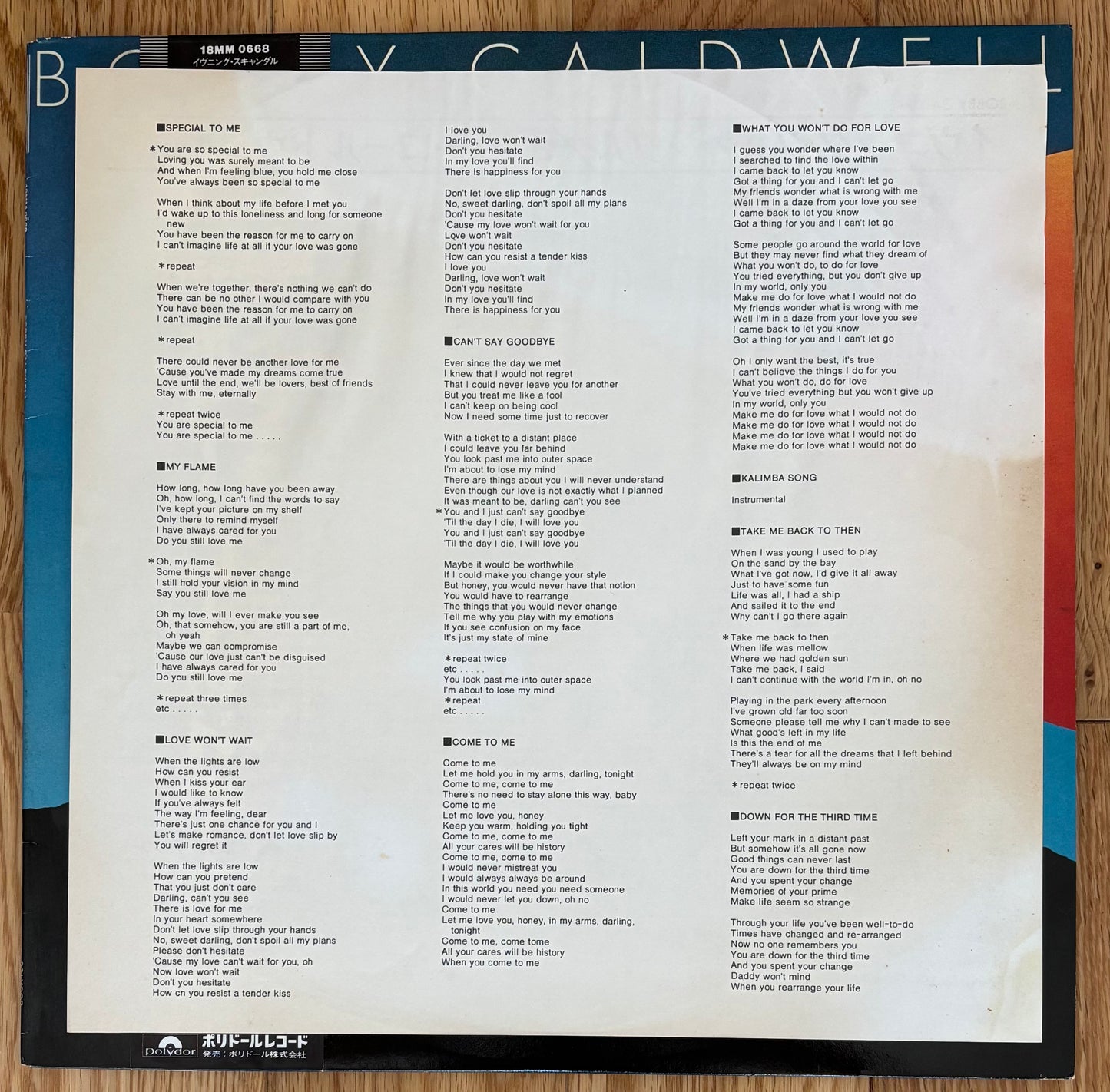 Bobby Caldwell “Bobby Caldwell” aka “Evening Scandal” (1988) Japanese Reissue