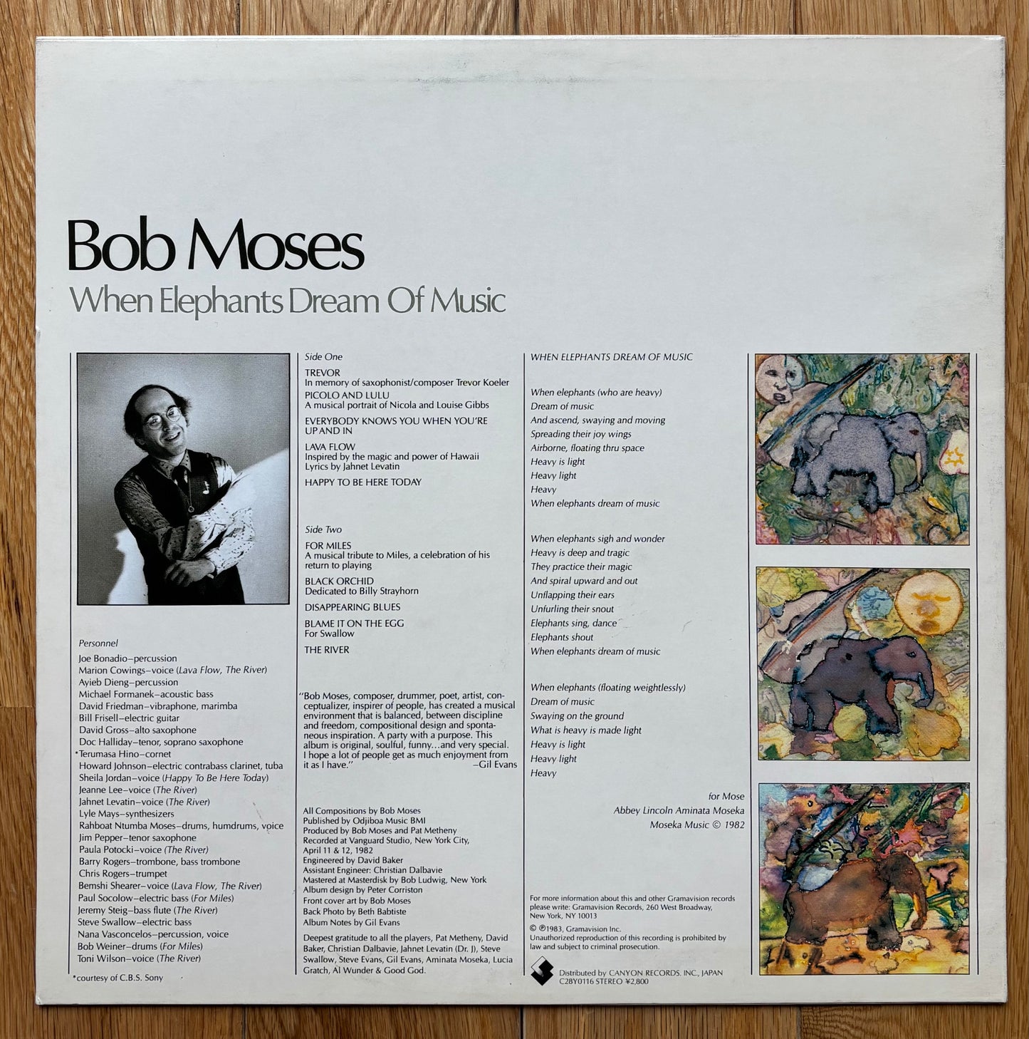 Bob Moses "When Elephants Dream Of Music" (1983) Japanese Press