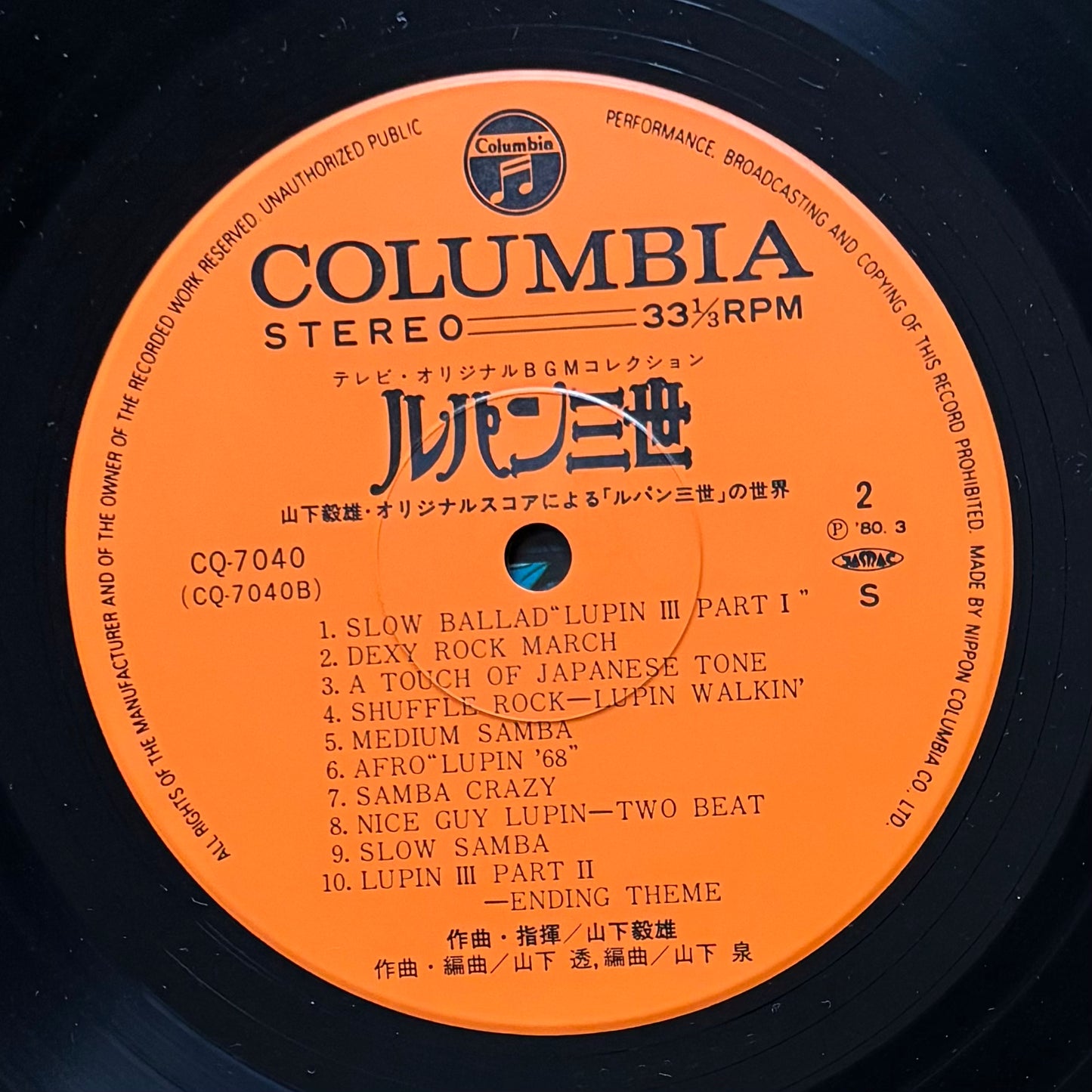 Takeo Yamashita "Lupin The 3rd BGM" (1980)