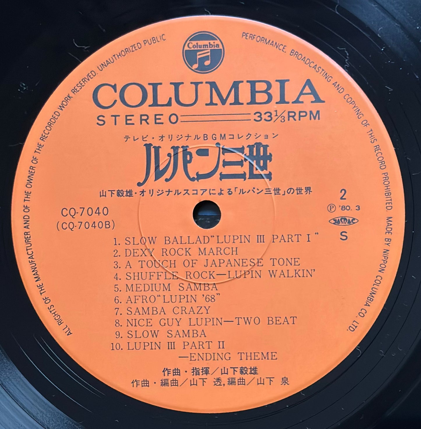 Takeo Yamashita “Lupin The 3rd” BGM (1980)