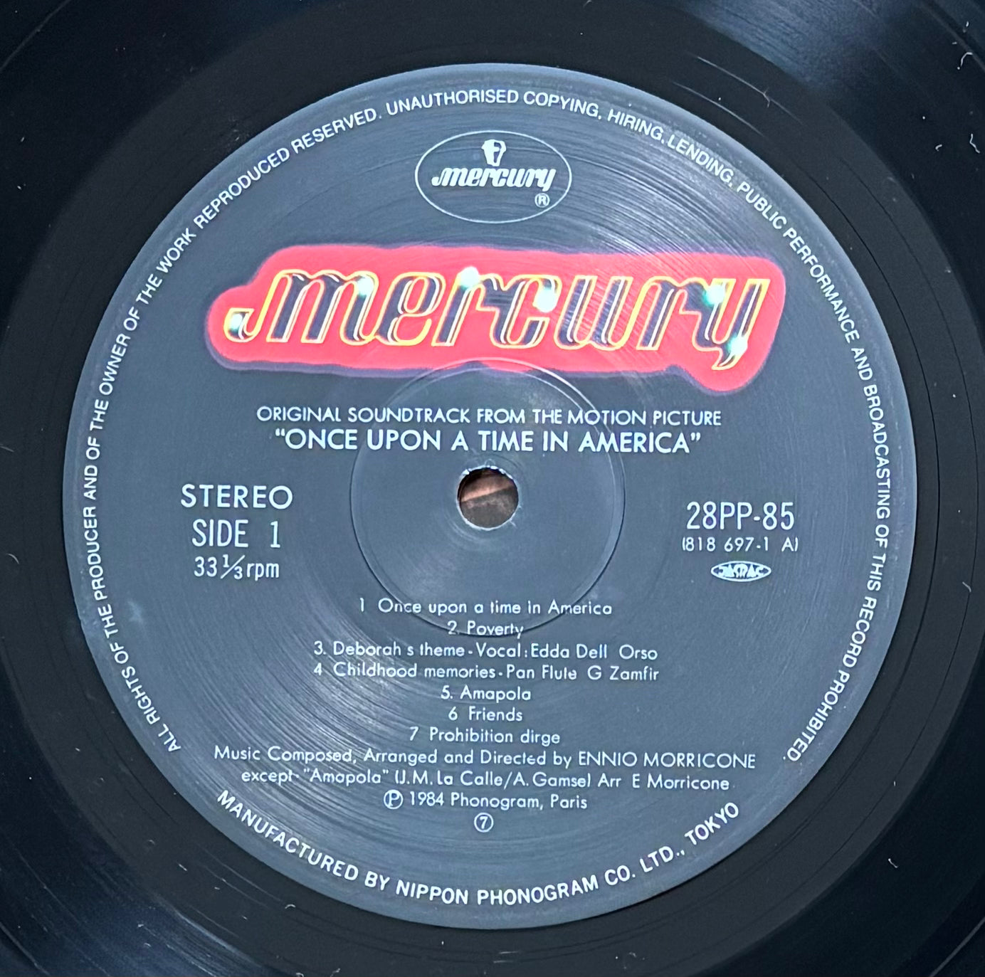 Ennio Morricone "Once Upon A Time In America" (1984) Japanese Press