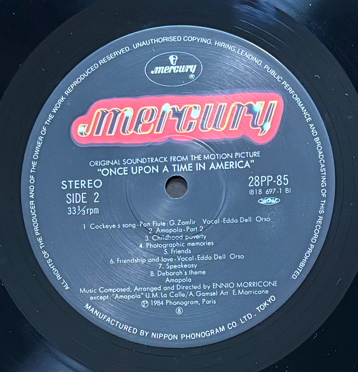 Ennio Morricone "Once Upon A Time In America" (1984) Japanese Press