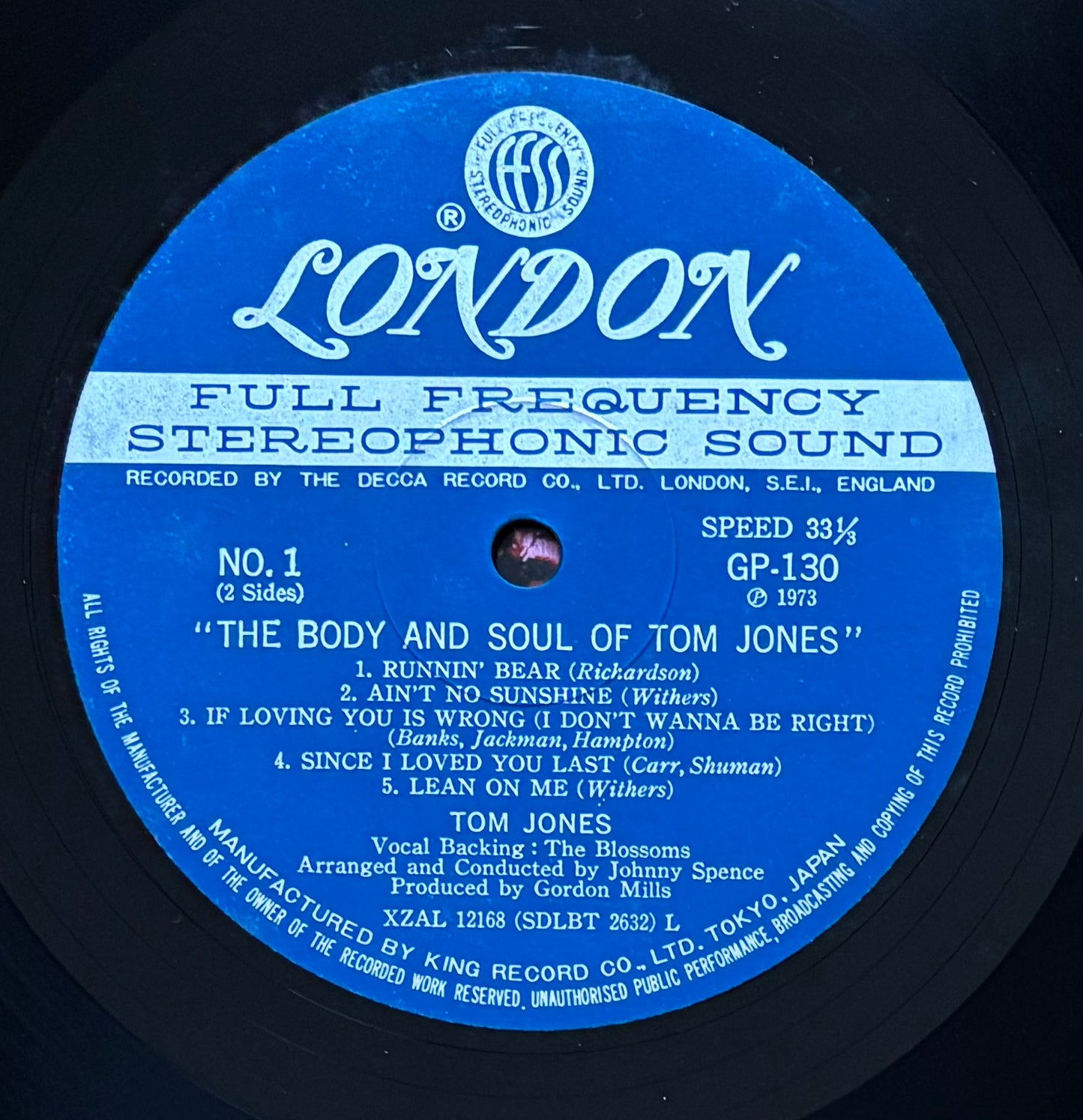 Tom Jones "The Body And Soul Of Tom Jones" (1973) Japanese Press