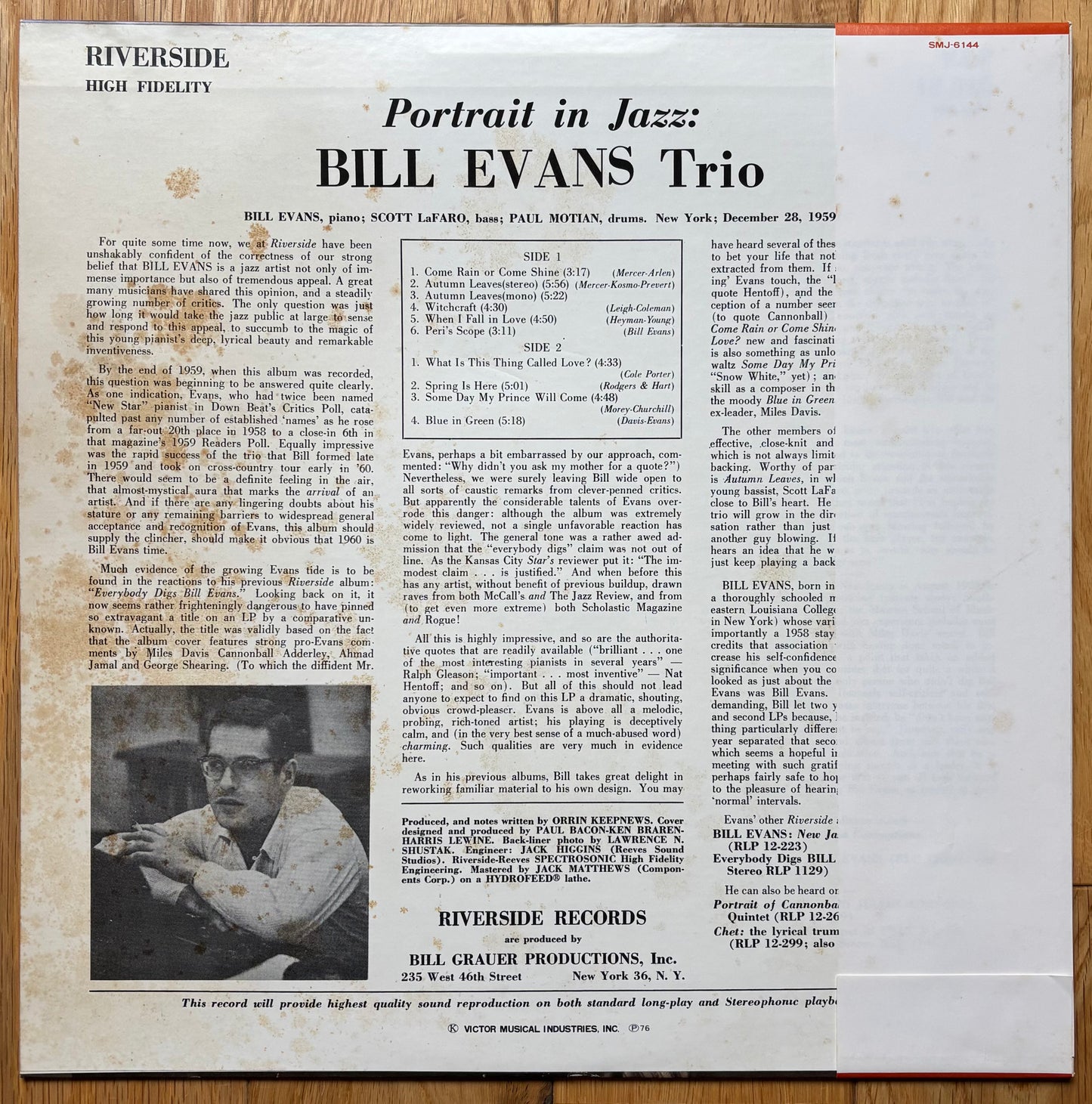 Bill Evans Trio – Portrait In Jazz (1976) Japanese Reissue