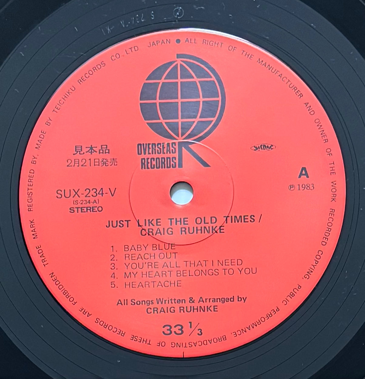Craig Ruhnke “Just Like The Old Times” ((1982) Japanese Press
