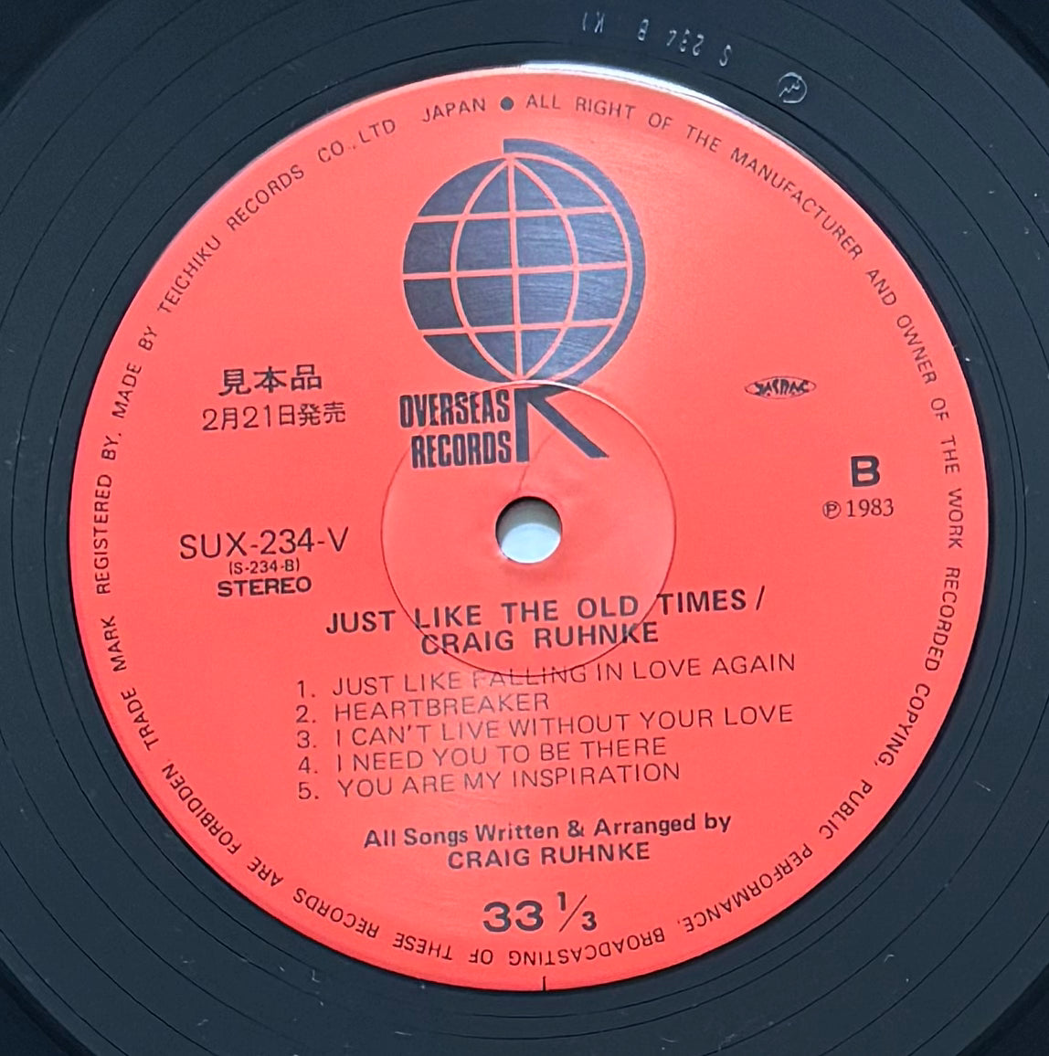 Craig Ruhnke “Just Like The Old Times” ((1982) Japanese Press