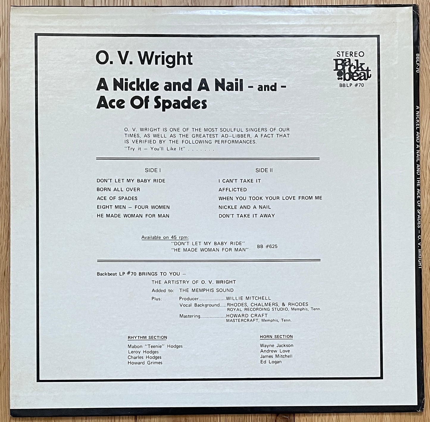 O.V. Wright “A Nickel & A Nail” (1972)